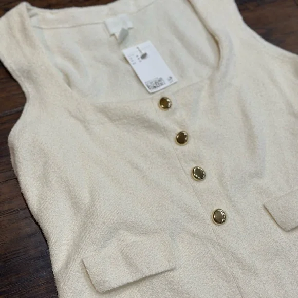 NWT H&M Cream Button-Front Blouse - Picture 5 of 7